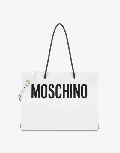 Moschino Logo Print Shopper Bag In White