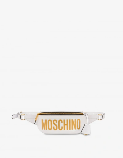 Moschino Laminated Logo Waist Bag In White