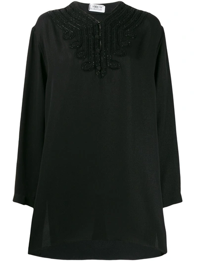 Saint Laurent Embroidered Kaftan Tunic In Black