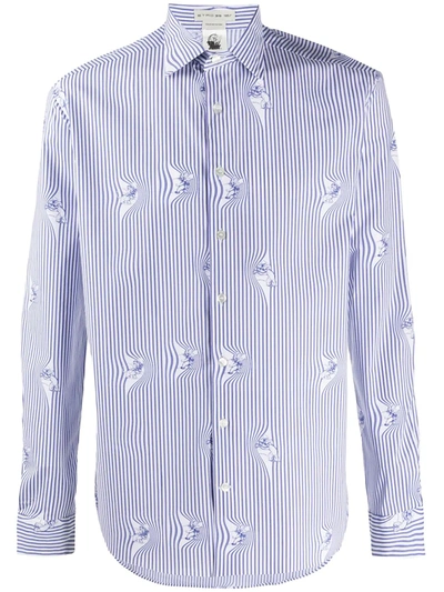Etro Jerry Striped Shirt In Navy Blue