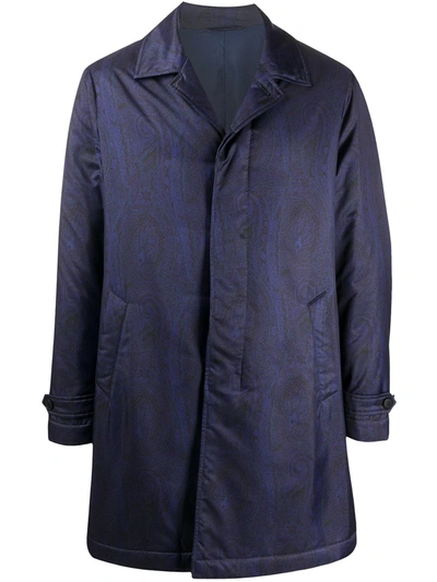 Etro Paisley Print Coat In Blue