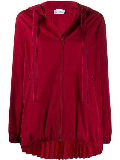 Red Valentino A-line Pleated Zipped Jacket In Red