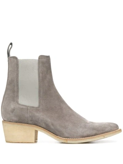 Amiri Low Heel Ankle Boots In Grey