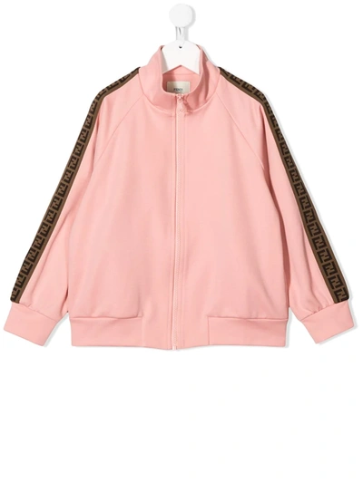 Fendi Kids' Logo Tape Track Jacket In Pink