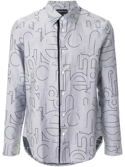 Emporio Armani Big Logo Stencil Shirt In Grey