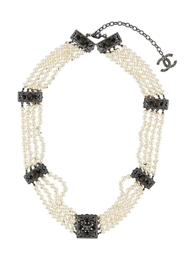 Pre-owned Chanel 2015 Faux Pearl Necklace In White
