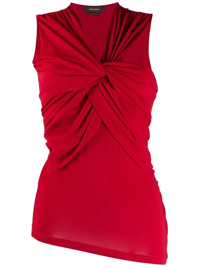 Isabel Marant Sleeveless Twist Front Blouse In Red