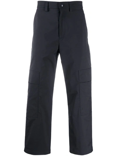 Valentino Patch Pockets Straight Trousers In Blue