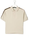 Fendi Kids' Piping Ff Logo Polo Shirt In Brown