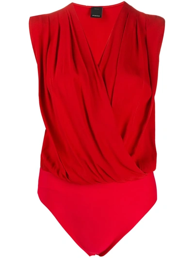Pinko Sleeveless Wrap Style Body In Red