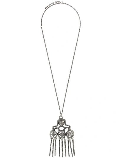 Saint Laurent Oversized Talisman Charm Necklace In Silver