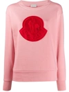 Moncler Logo Patch Jumper In Pink