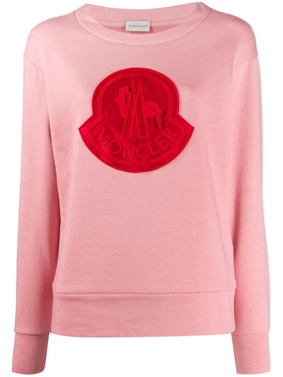 Moncler Logo Patch Jumper In Pink