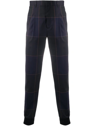 Paul Smith Checked Cuffed Chinos In Blue