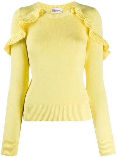 Red Valentino Frill Detail Jumper In Yellow