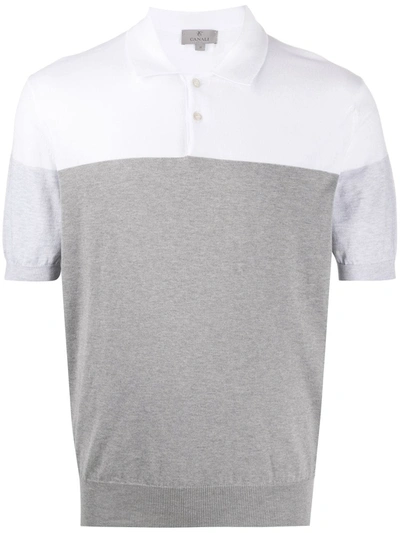Canali Two-tone Polo Shirt In Grey