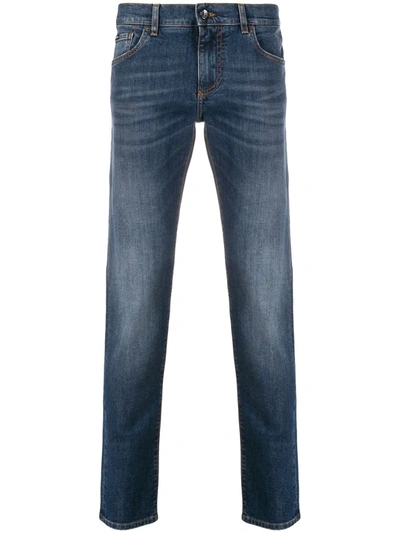 Dolce & Gabbana Logo-embroidered Slim Jeans In Blue