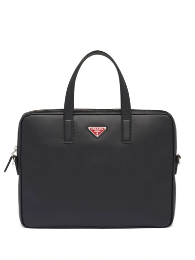 Prada Saffiano 皮质公文包 In Black