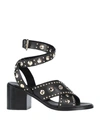 Maje Ferma Eyelet-embellished Leather Sandals In Black