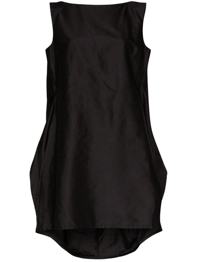 Marques' Almeida Voluminous Back Silk Mini Dress In Black