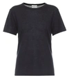 Co Cashmere Short Sleeve Knit Top In Navy In Black