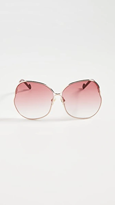 Zimmermann Shibori Wavy Wire Round Sunglasses In Rose Burgundy