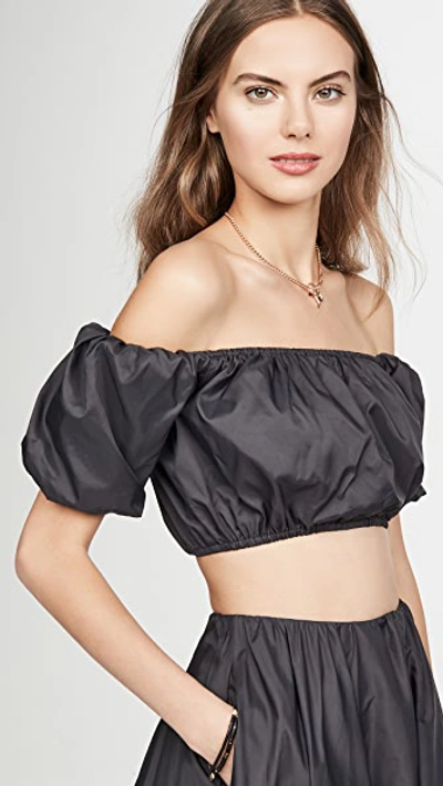 Staud Cropped Off-the-shoulder Shell Top In Black