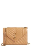 Saint Laurent Monogram Leather Envelope Bag In Dune