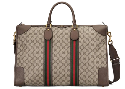 Pre-owned Gucci  Ophidia Gg Carry-on Duffle Large Beige/ebony
