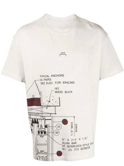 A-cold-wall* * Mechanical Print T-shirt In Neutrals