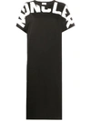 Moncler Printed Logo Short-sleeved Dress In Black
