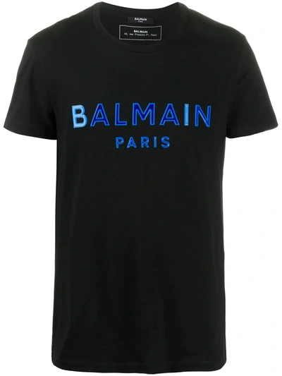 Balmain Logo Appliqué T-shirt In Black