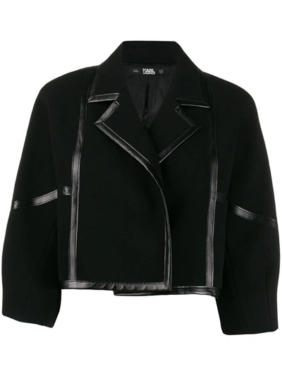 Karl Lagerfeld Faux Leather-trimmed Jacket In Black