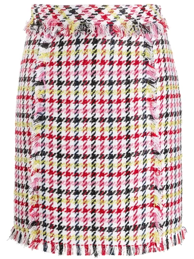 Karl Lagerfeld Houndstooth Print Bouclè Mini Skirt In Multicoloured