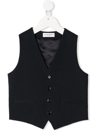 Paolo Pecora Kids' Smart Waistcoat In Blue