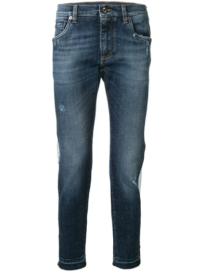 Dolce & Gabbana Side Panel Jeans In Blue