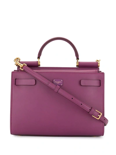 Dolce & Gabbana Small Sicily Tote Bag In Purple