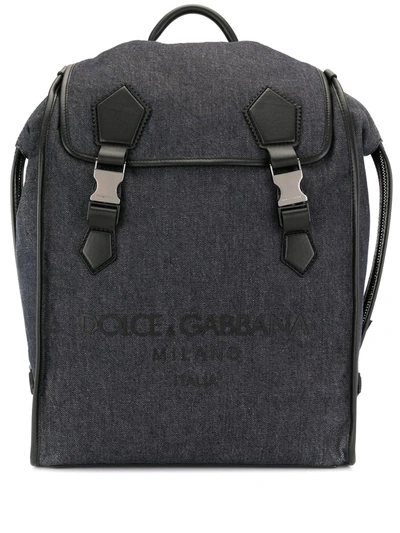 Dolce & Gabbana Logo Embossed Backpack In Blue