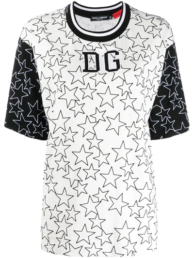Dolce & Gabbana Millennials Star Printed T-shirt In Panna