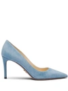 Prada 85mm Stiletto Pumps In Blue