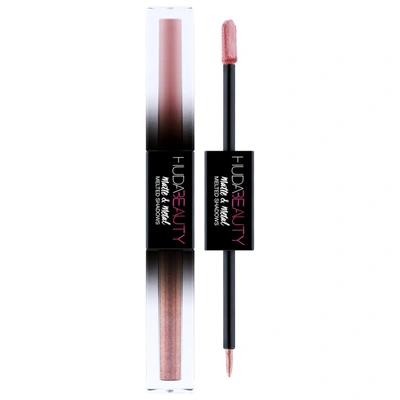 Huda Beauty Matte & Metal Melted Double Ended Liquid Eyeshadows Request Line & Slow Jams (warm Pink) 2 X 0.068 O