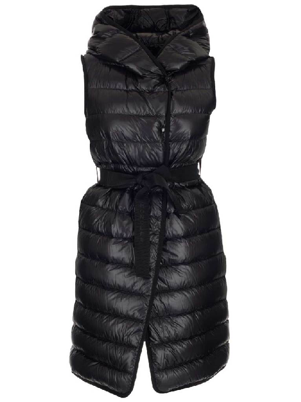 Moncler Long Hooded Sleeveless Vest In Black ModeSens