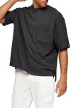 Topman Textured Oversize Pocket T-shirt In Charcoal