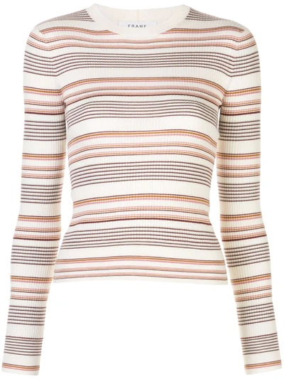 Frame Striped Ribbed Cotton And Wool-blend Jumper In Multi