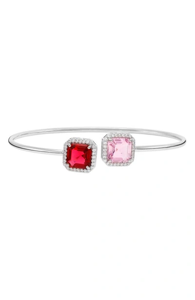 Nina Double Asscher Station Cuff Bracelet In Blk Rhod/rose Mult Cry/wht Cz