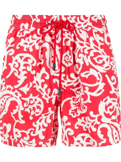Etro Floral Print Swim Shorts In Red