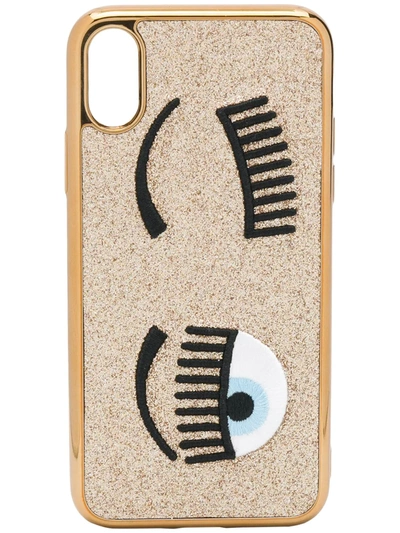 Chiara Ferragni Winking Eye Iphone Xs Case In Gold