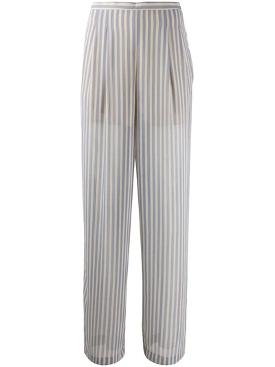 Semicouture Striped High-waisted Trousers In Blue
