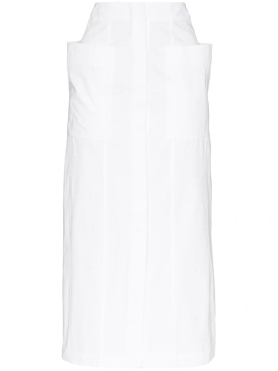 Jacquemus Bastide Cotton-poplin Midi Skirt In White