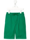 Dolce & Gabbana Kids' Poplin Bermuda Shorts With Embroidered Logo In Green